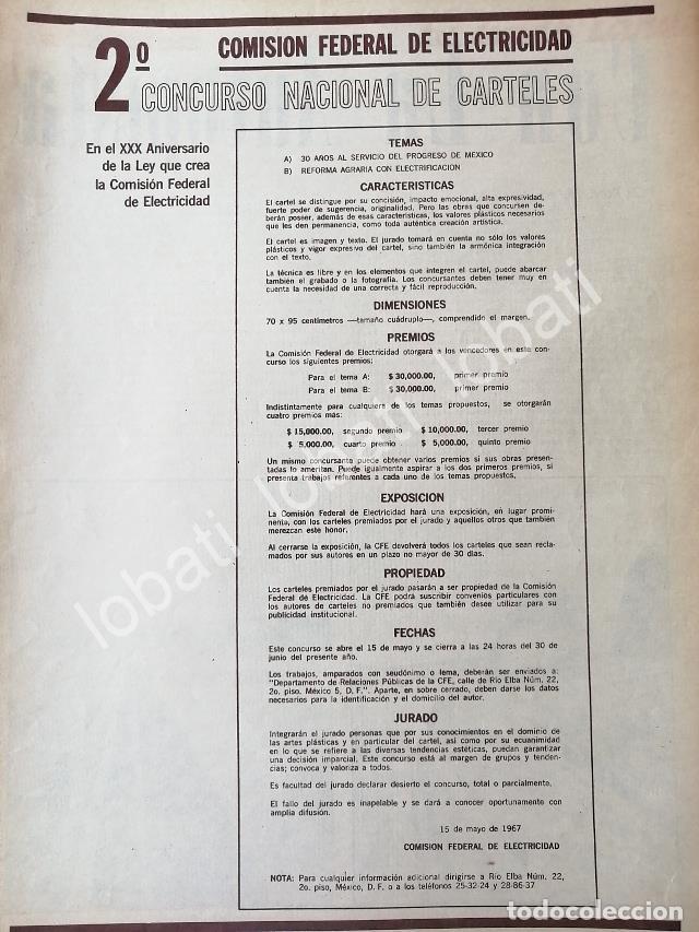 Collectionnisme d'affiches: CARTEL ANTIGUO ORIGINAL DE C.F.E. & 2DO CONCURSO NACIONAL DE CARTELES 1967 / SUPER RARO 10+