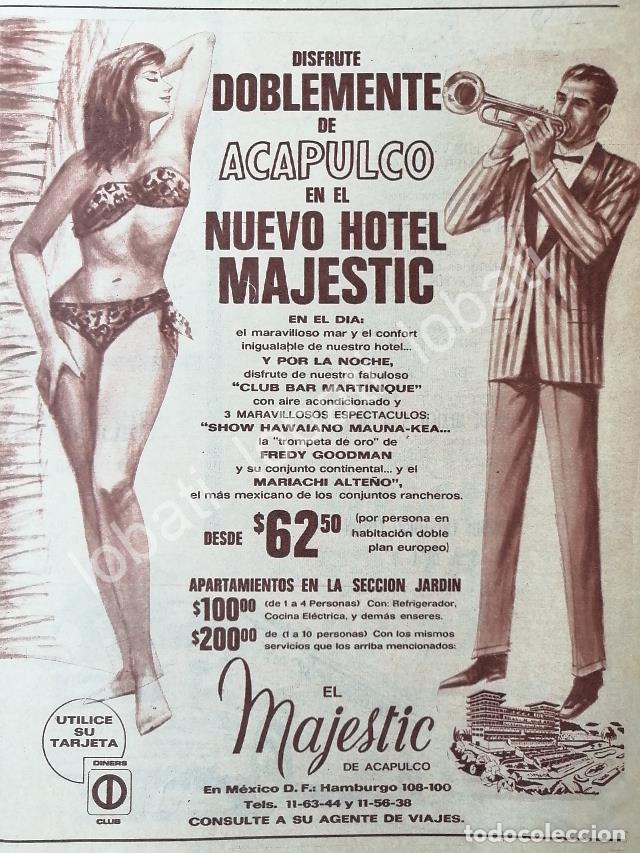 Collectionnisme d'affiches: CARTEL ANTIGUO ORIGINAL DE HOTEL MAJESTIC DE ACAPULCO 1950s / 530