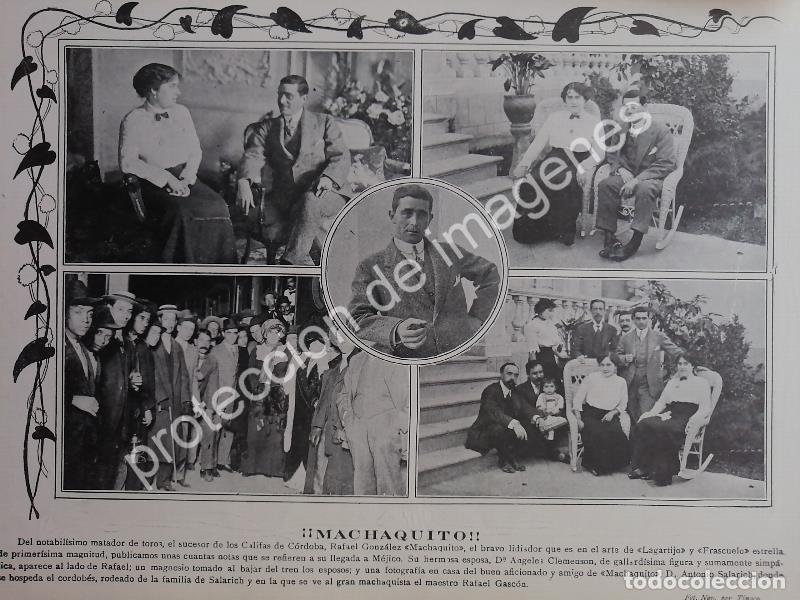 Collectionnisme d'affiches: AFICHE ANTIGUO TORERO RAFAEL GONZALEZ. MACHAQUITO. 1912