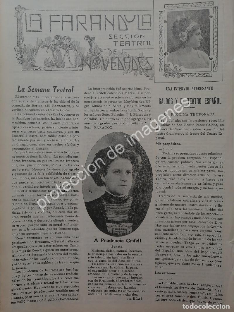 Collectionnisme d'affiches: AFICHE ANTIGUO 1912 INICIOS DE LA ACTRIZ PRUDENCIA GRIFELL
