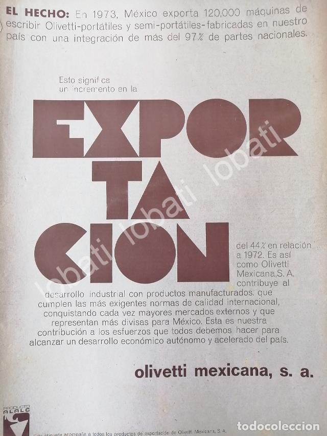 Sammeln von Plakaten: CARTEL ANTIGUO ORIGINAL DE OLIVETTI MEXICANA S.A 1973 /563