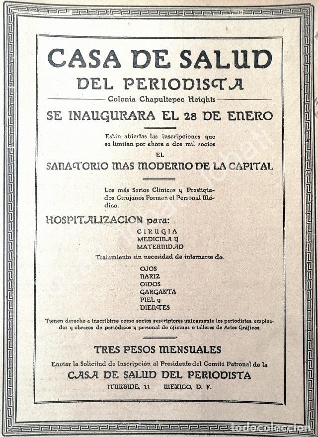 Collectionnisme d'affiches: CARTEL ANTIGUO ORIGINAL DE INAUGURAN LA CLINICA DEL PERIODISTA 1922, /580 SUPER RARO 10+