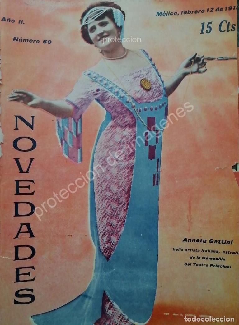 Collectionnisme d'affiches: PORTADA ANTIGUA ORIGINAL 1912 ACTRIZ. ANETTA GATTINI EN MEXICO