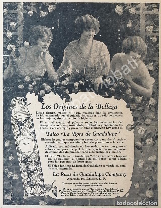 Poster collecting: CARTEL ANTIGUO ORIGINAL DE TALCO LA ROSA DE GUADALUPE 1922 /No47 SUPER RARO