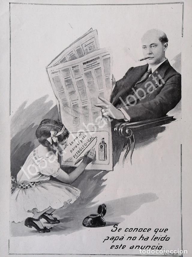Collezionismo di affissi: CARTEL ANTIGUO ORIGINAL DE LOCION PARA EL CABELLO PETROLEO GAL 1914 /No57