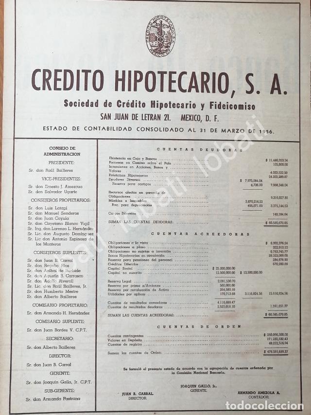Sammeln von Plakaten: CARTEL ANTIGUO ORIGINAL DE CREDITO HIPOTECARIO S.A 1956 /186