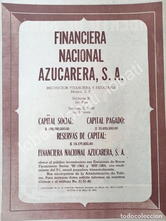 Poster collecting: CARTEL ANTIGUO ORIGINAL DE BANCO FINANCIERA NACIONAL AZUCARERA 1964 /213