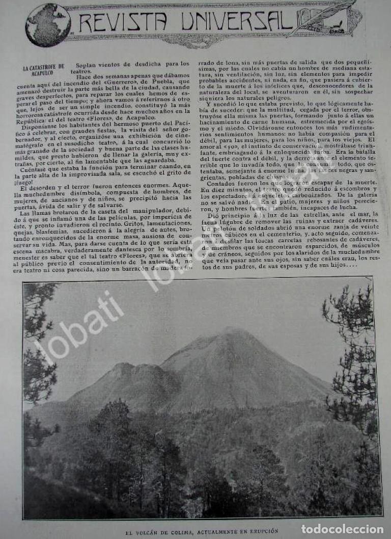 Collectionnisme d'affiches: CARTEL ANTIGUO ORIGINAL DE ERUPCION DEL VOLCAN DE COLIMA 1909 Y OTRAS NOTAS