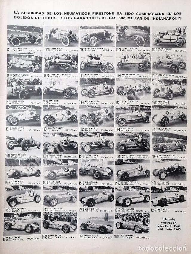 Collezionismo di affissi: CARTEL ANTIGUO ORIGINAL DE LLANTAS FIRESTONE Y GANADORES DE LAS 500 MILLAS 1960 /N85