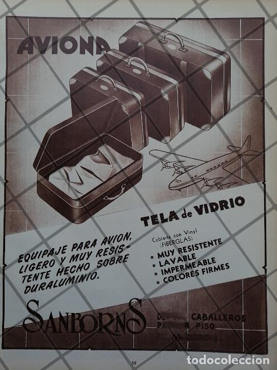Collezionismo di affissi: CARTEL ANTIGUO TIENDAS SANBORNS, MALETAS AVIONA 1951