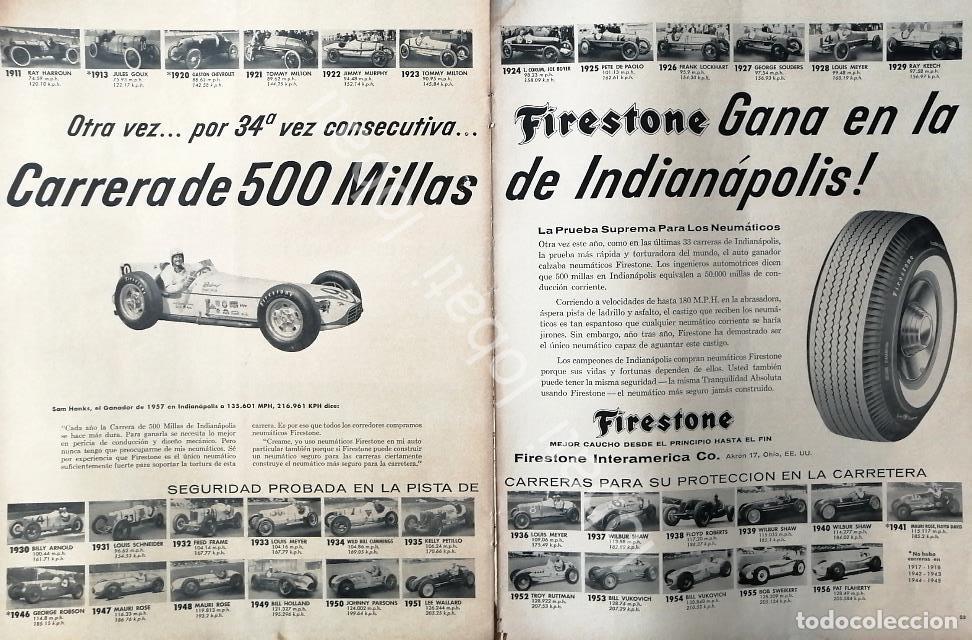 Collezionismo di affissi: CARTEL ANTIGUO ORIGINAL DE SAM HANKS & FIRESTONE. GANA LAS 500 MILLAS DE INDIANAPOLIS 1957 /N96