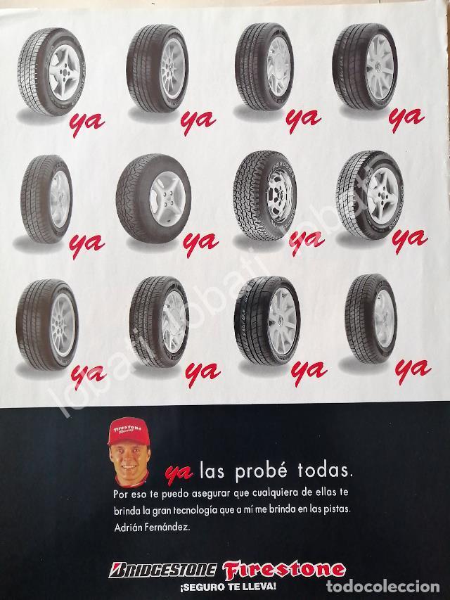 Colecionismo de cartazes: CARTEL ANTIGUO ORIGINAL DE ADRIAN FERNANDEZ Y LLANTAS FORESTONE BRIDGESTONE /145 FEP
