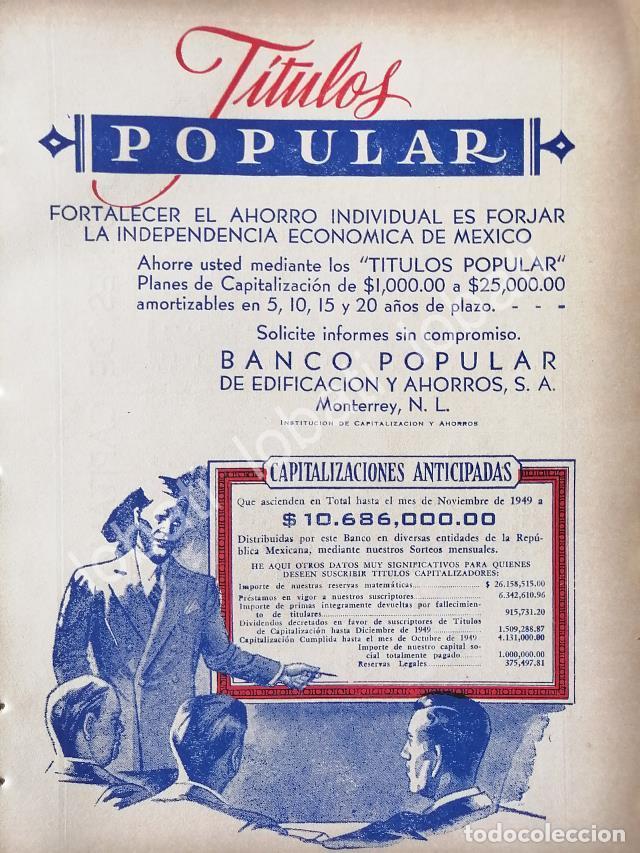 Colecionismo de cartazes: CARTEL ANTIGUO ORIGINAL DE BANCO PUPULAR DE EDIFICACION. MONTERREY 1950 /219