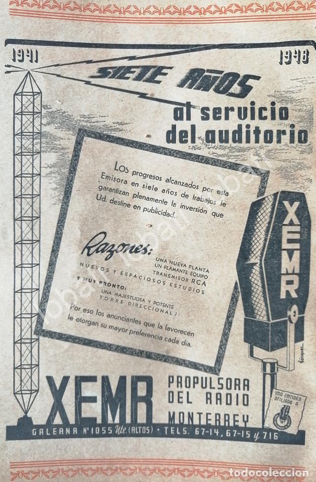 Colecionismo de cartazes: CARTEL ANTIGUO ORIGINAL DE RADIO DIFUSORA XEMR 1948 MONTERREY /67