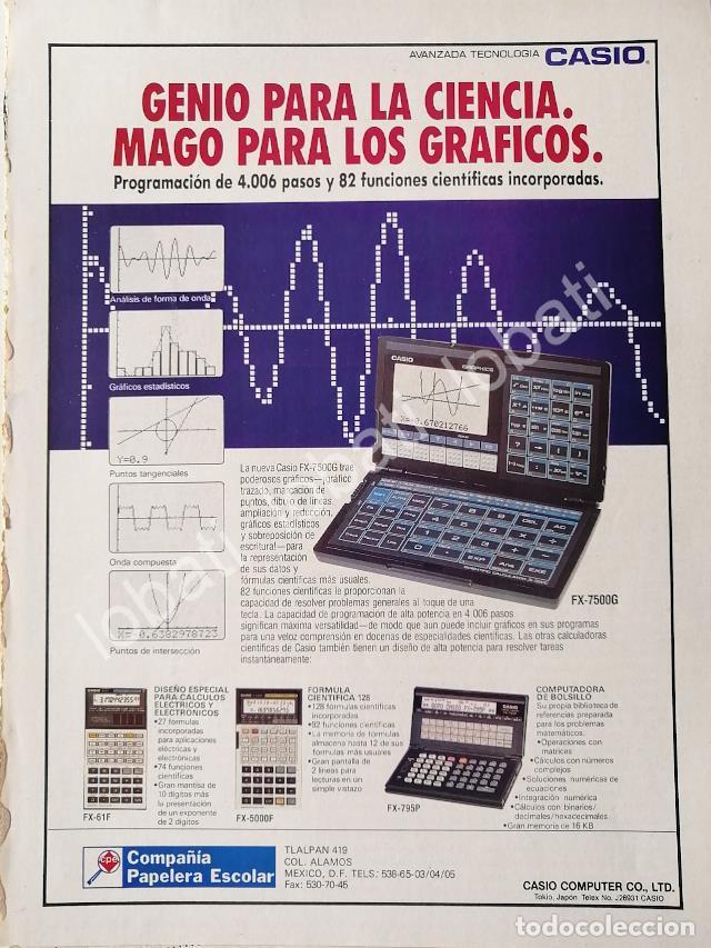 Collectionnisme d'affiches: CARTEL ANTIGUO ORIGINAL DE CALCULADORA GRAFICA CASIO FX-7500G 1988 /268