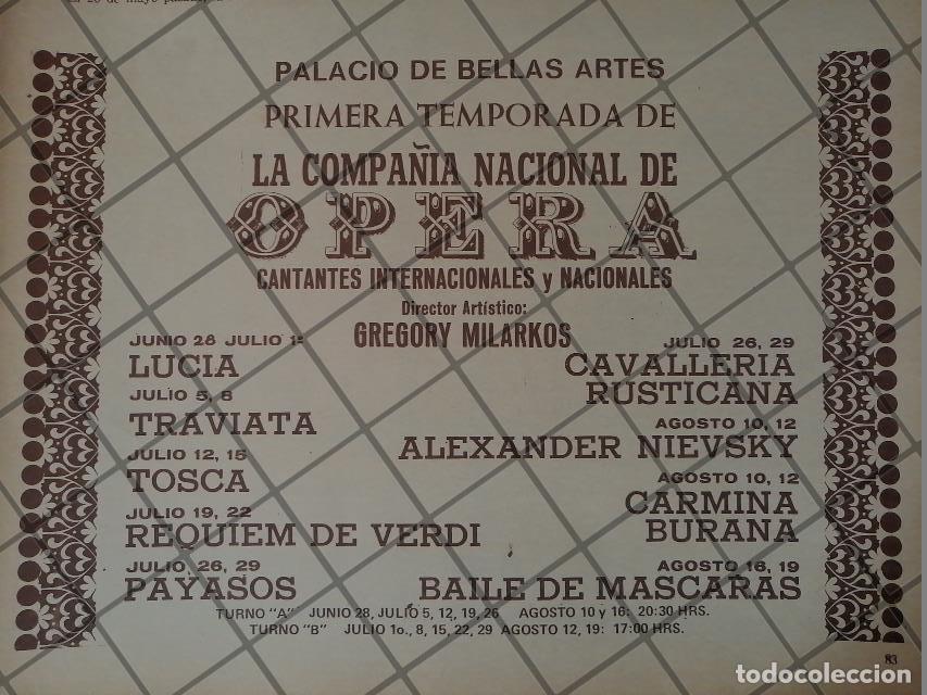 Collectionnisme d'affiches: AFICHE RETRO ORIGINAL. CIA. NACIONAL DE OPERA BELLAS ARTES 1973