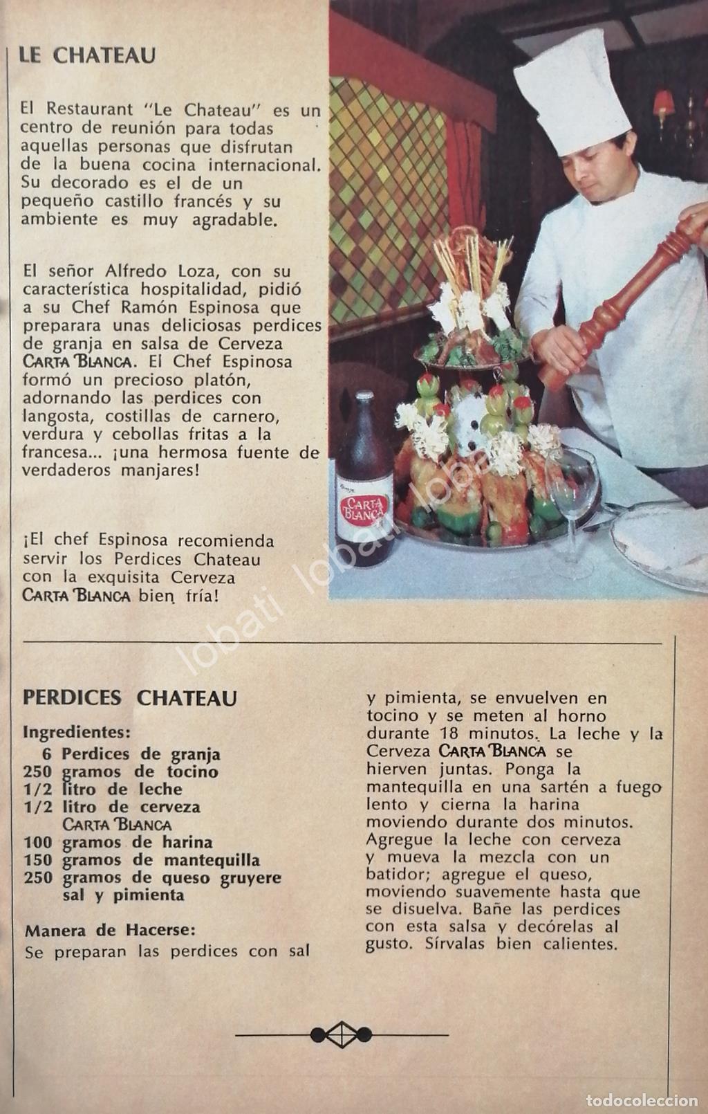 Sammeln von Plakaten: CARTEL ANTIGUO ORIGINAL DE CERVEZA CARTA BLANCA Y RESTAURANTE LE CHATEAU 1970s