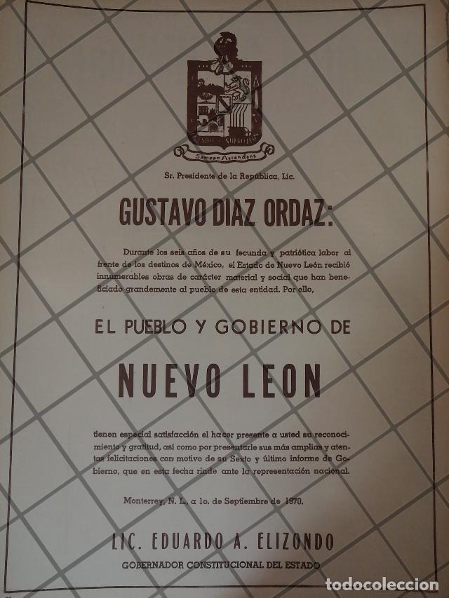 Sammeln von Plakaten: AFICHE POLITICO RETRO NUEVO LEON FELICITA A DIAZ ORDAZ 1970