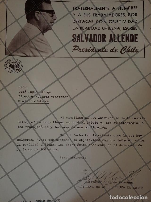 Sammeln von Plakaten: AFICHE RETRO ORIGINAL. CARTA DE SALVADOR ALLENDE A JOSE PAGES LLERGO 1973