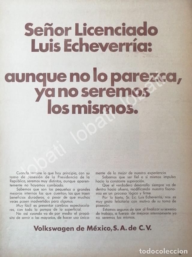 Collectionnisme d'affiches: CARTEL ANTIGUO ORIGINAL DE CARTA DE VOLKSWAGEN A LUIS ECHEVERRIA DIC. 1970 /646