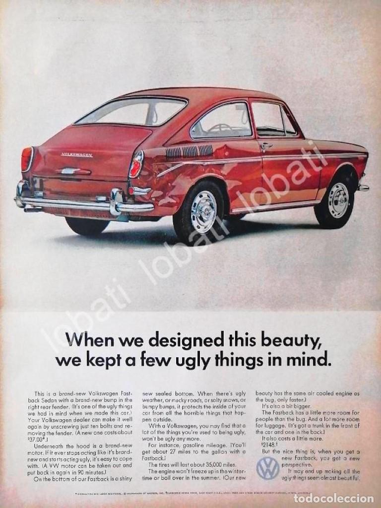 Collectionnisme d'affiches: CARTEL ANTIGUO ORIGINAL DE AUTOS VOLKSWAGEN FASTBACK SEDAN TIPO 3 / 1961 /651