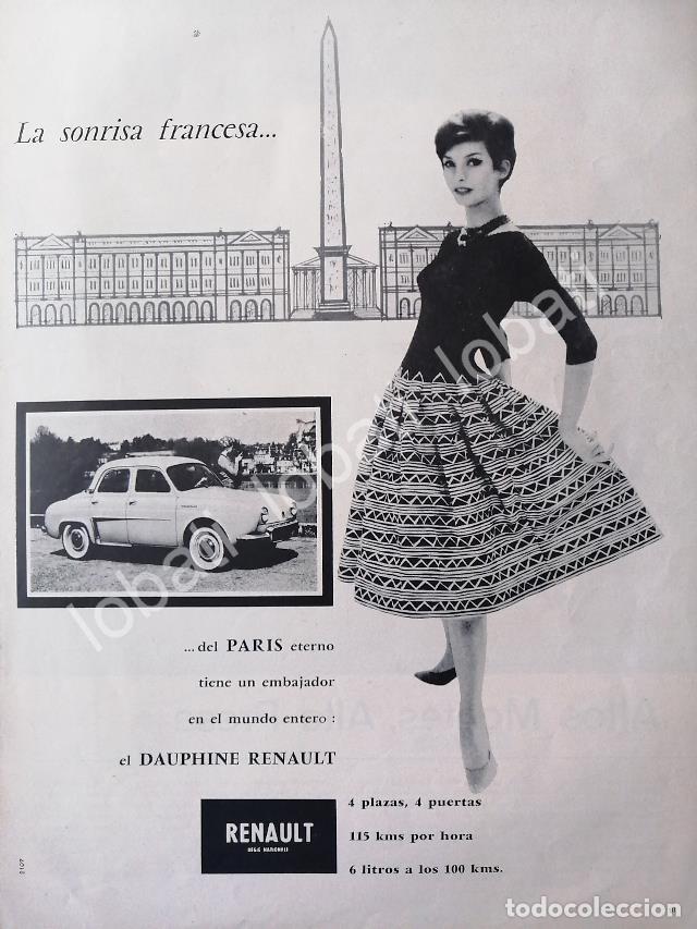 Coleccionismo de carteles: CARTEL ANTIGUO ORIGINAL DE AUTOS RENAULT DAUPHINE 1959 /698 PRIMERA GENERACION /698
