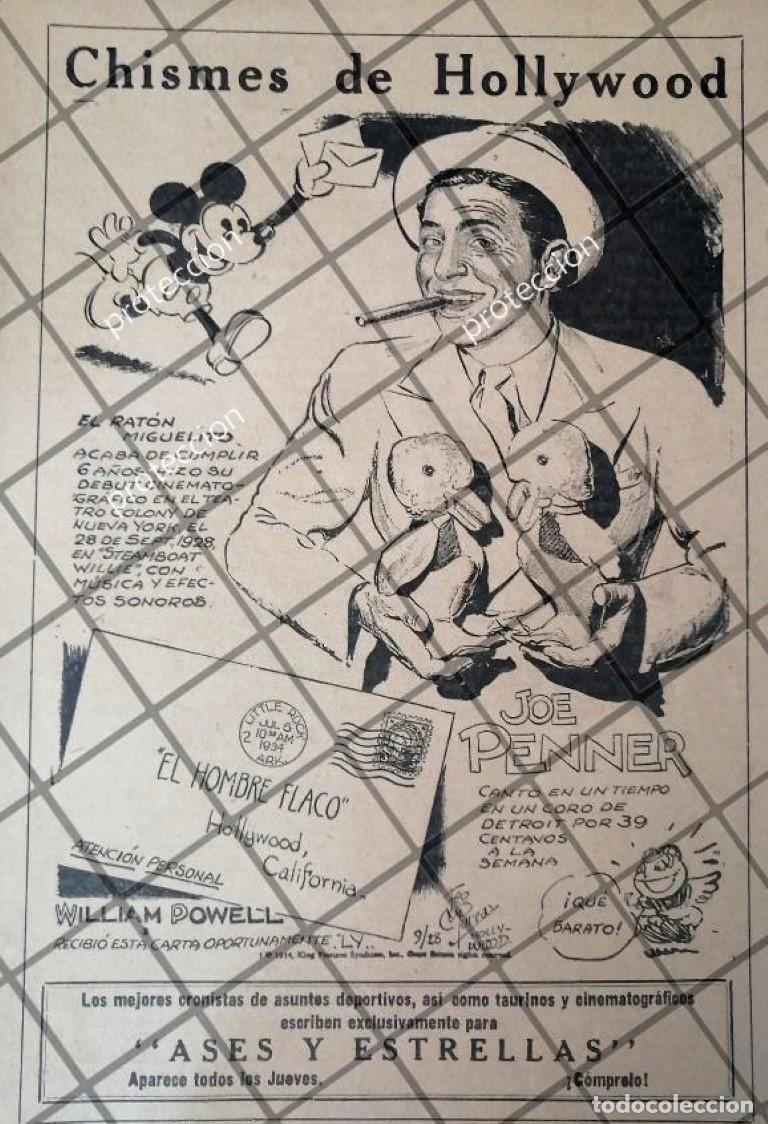 Coleccionismo de carteles: AFICHE ANTIGUO ORIGINAL. DEBUT DE MICKEY MOUSE EN CINE 1934 Y MAS