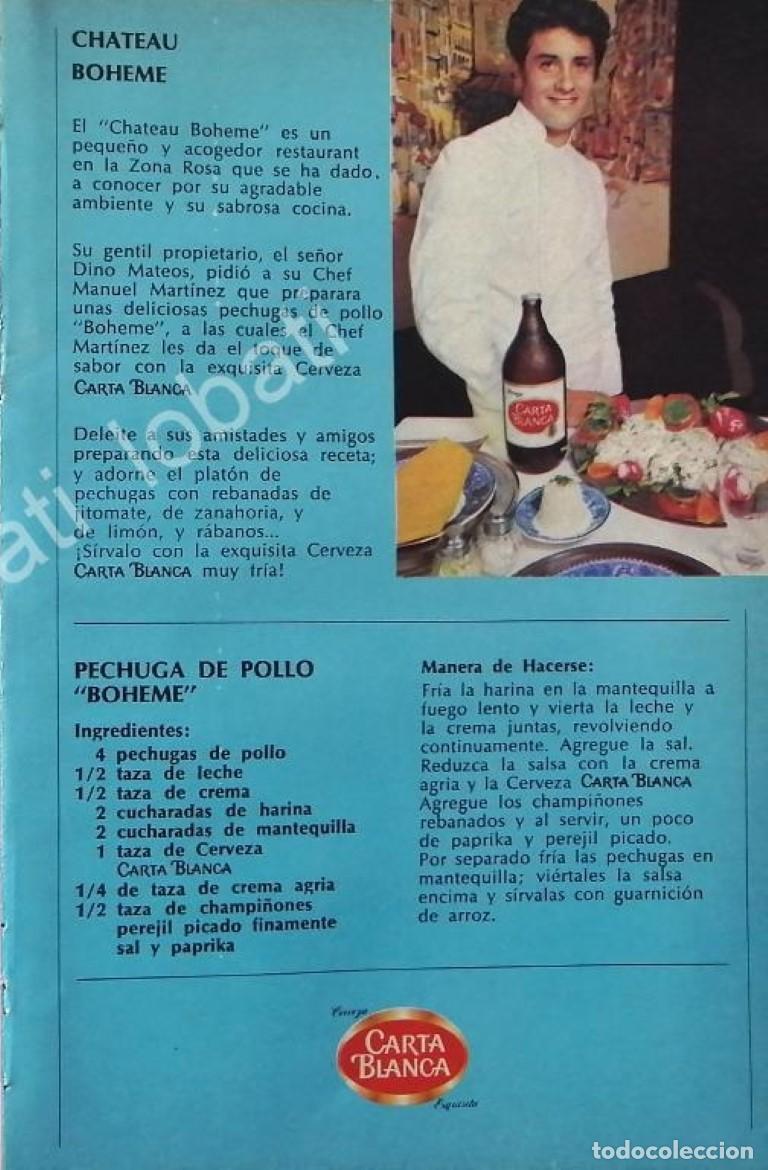 Collectionnisme d'affiches: CARTEL ANTIGUO ORIGINAL DE CERVEZA CARTA BLANCA Y RESTAURANTE CHATEAU BOHEME 1970s /196