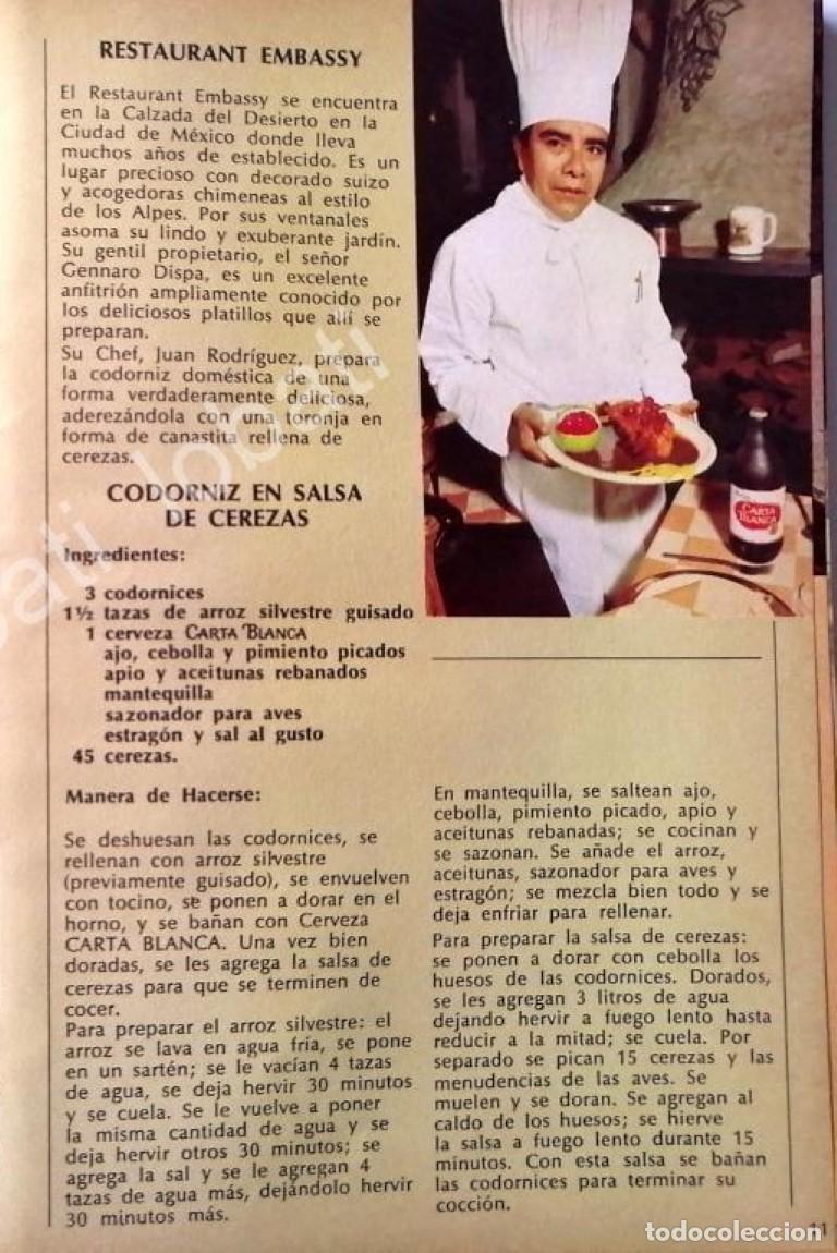 Collectionnisme d'affiches: CARTEL ANTIGUO ORIGINAL DE CERVEZA CARTA BLANCA Y RESTAURANTE EMBASSY 1970s /197