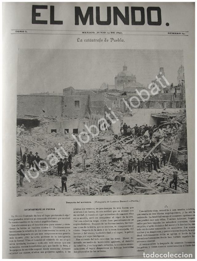 Poster collecting: CARTEL ANTIGUO ORIGINAL DE NOTICIA DEL TERREMOTO DE PUEBLA DE JUNIO DE 1897