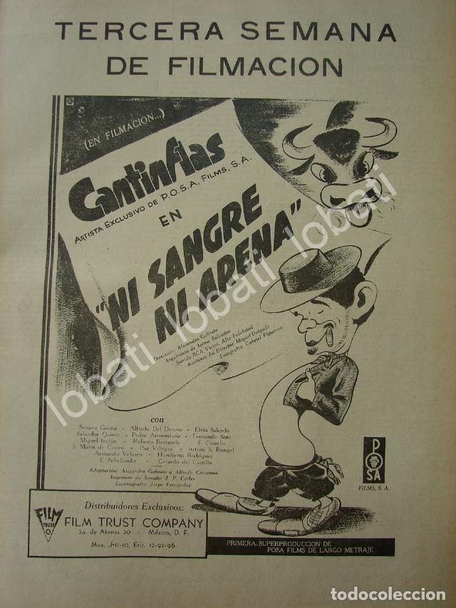 Coleccionismo de carteles: CARTEL ANTIGUO ORIGINAL DE FILMANDO LA PELICULA NI SANGRE NI ARENA 1941 CANTINFLAS /N74
