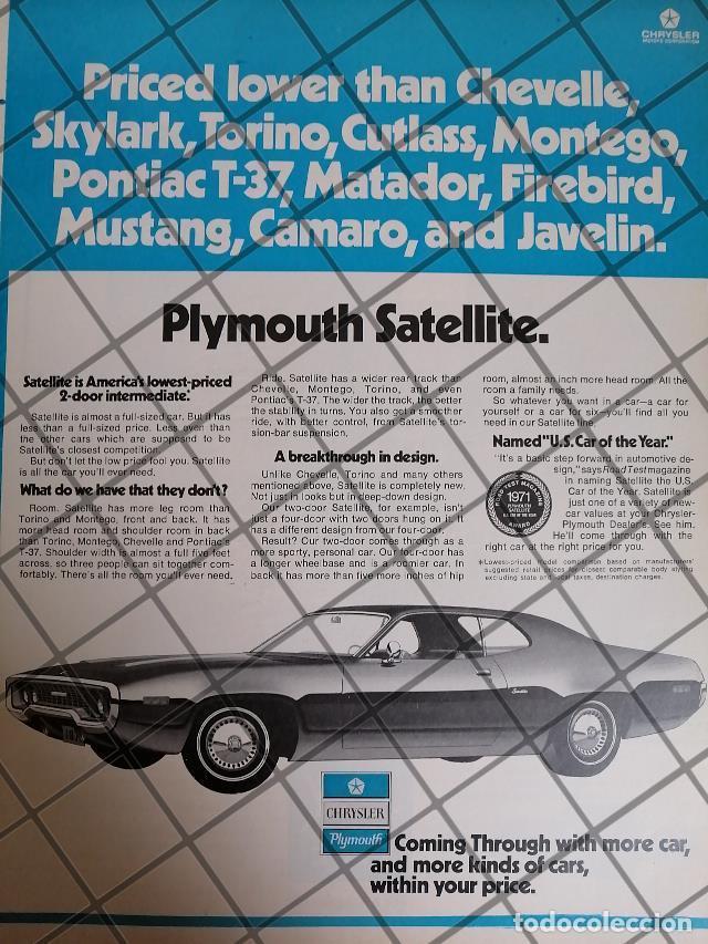 Sammeln von Plakaten: AFICHE RETRO ORIGINAL AUTOS CHRYSLER PLYMOUTH SATELLITE 1971/1010