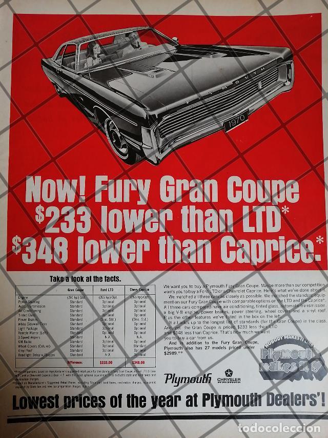 Sammeln von Plakaten: AFICHE RETRO ORIGINAL AUTOS CHRYSLER PLYMOUTH 1971 /1023