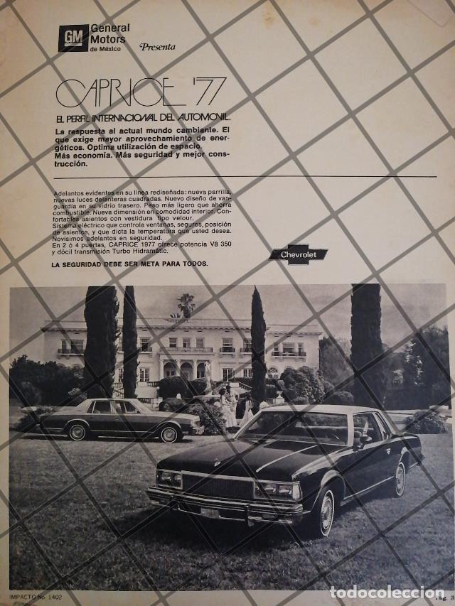 Sammeln von Plakaten: AFICHE RETRO ORIGINAL AUTOS CHEVROLET CAPRICE 1977 -1030