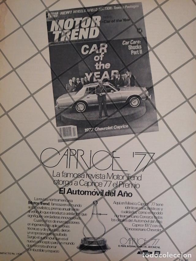 Sammeln von Plakaten: AFICHE RETRO ORIGINAL AUTOS CHEVROLET CAPRICE 1977 -1031