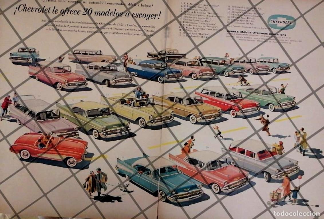 Sammeln von Plakaten: AFICHE RETRO ORIGINAL AUTOS CHEVROLET MODELOS DE 1957 -1037