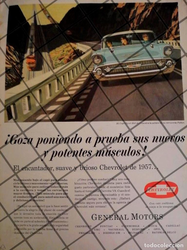 Sammeln von Plakaten: AFICHE RETRO ORIGINAL AUTOS CHEVROLET BELAIR COUPE 1957-1044
