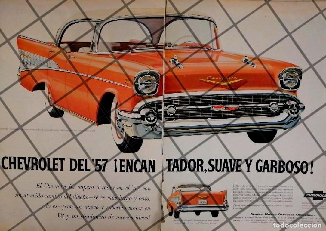 Sammeln von Plakaten: AFICHE RETRO ORIGINAL AUTOS CHEVROLET BELAIR SPORT 1957 -1047