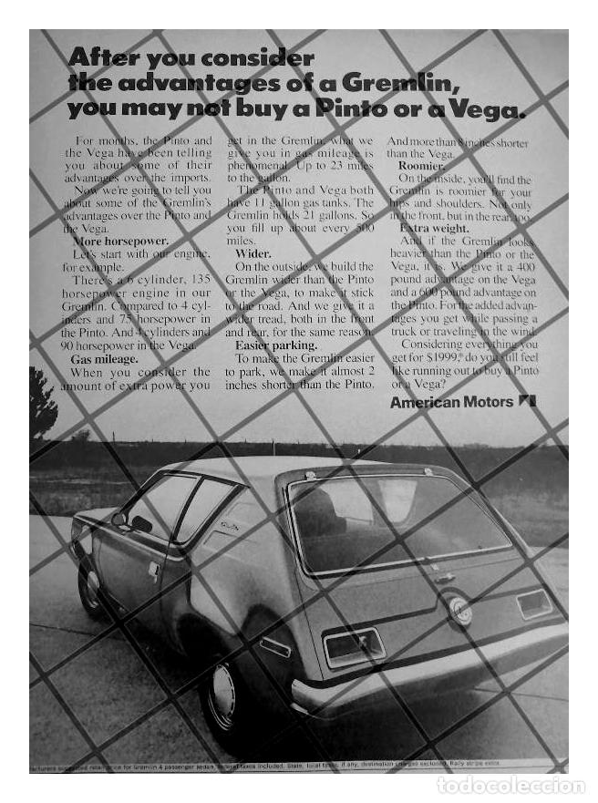 Poster collecting: AFICHE RETRO ORIGINAL AUTOS AMERICAN GREMILIN 1970 -1052 /RARO