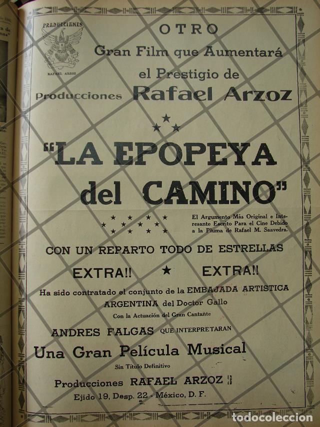 Collectionnisme d'affiches: CARTEL ANTIGUO. PROSPECTO DE PELICULA LA EPOPEYA DEL CAMINO 1941