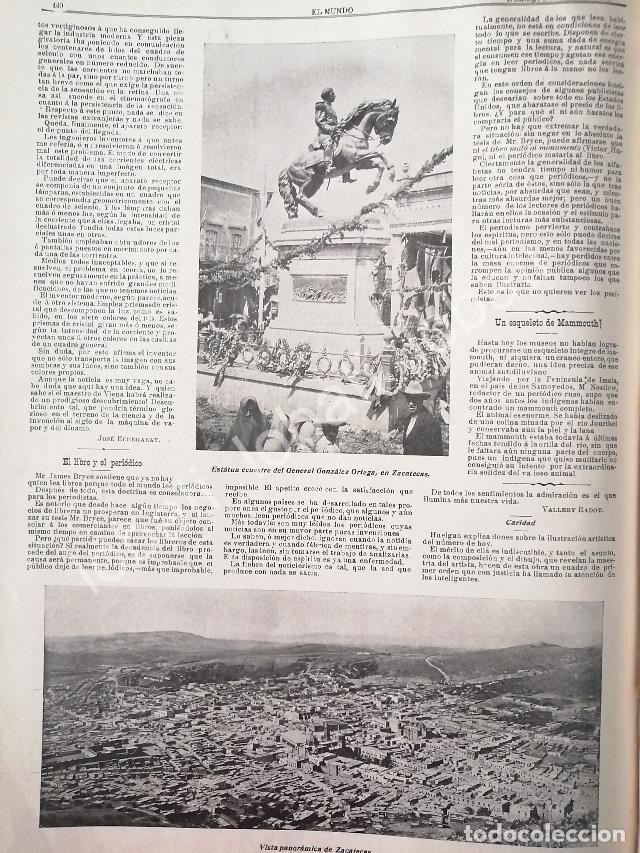 Collectionnisme d'affiches: GRABADO ANTIGUO, ZACATECAS, MONUMENTO A GONZALEZ ORTEGA 1898