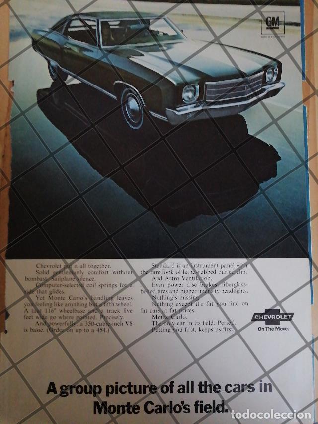 Collectionnisme d'affiches: CARTEL VINTAGE ORIGINAL AUTOS CHEVROLET MONTECARLO 1970. -1100