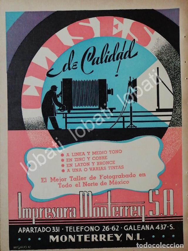 Collectionnisme d'affiches: CARTEL ANTIGUO ORIGINAL DE IMPRENTAS. IMPRESORA MONTERREY S.A 1943/ 684