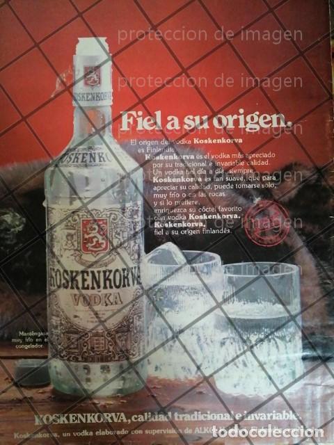 Collectionnisme d'affiches: CARTEL PUBLICIDAD ANTIGUA VODKA KOSKENKORVA 1970s -618 RARO