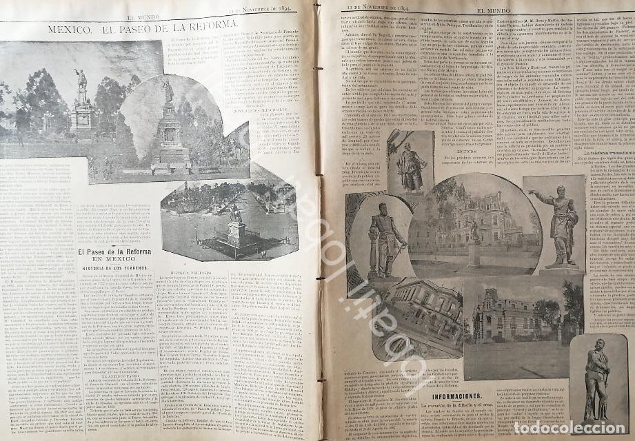 Collectionnisme d'affiches: CARTEL ANTIGUO ORIGINAL DE EL PASEO DE LA REFORMA, MONUMENTOS Y CASAS 1894 / LDM