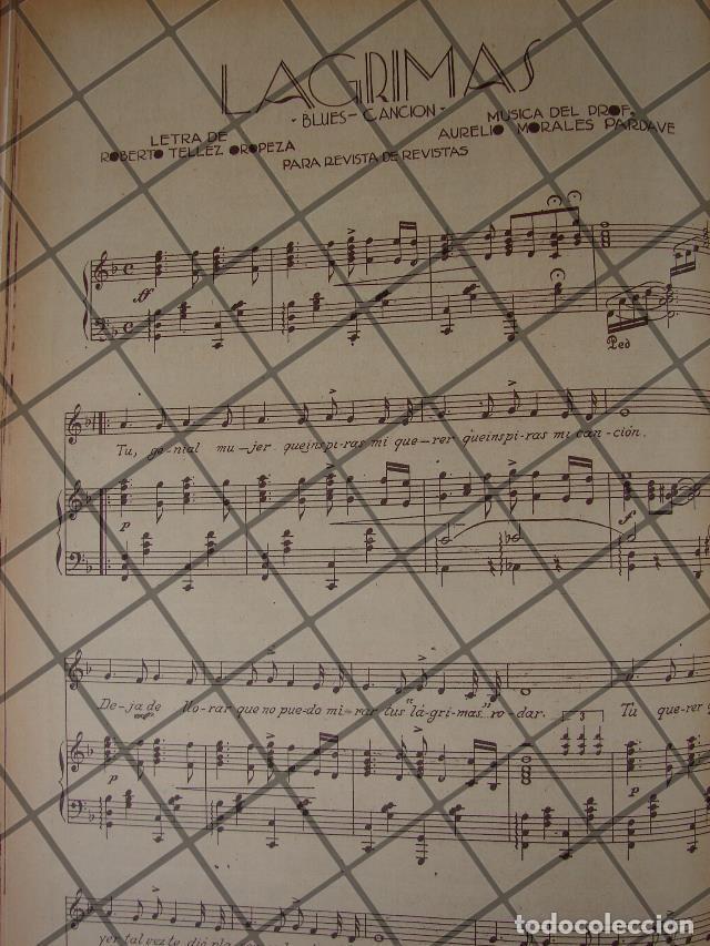 Collectionnisme d'affiches: PARTITURA ANTIGUA INEDITA 1936 DE: AURELIO MORALES PARDAVE, LAGRIMAS