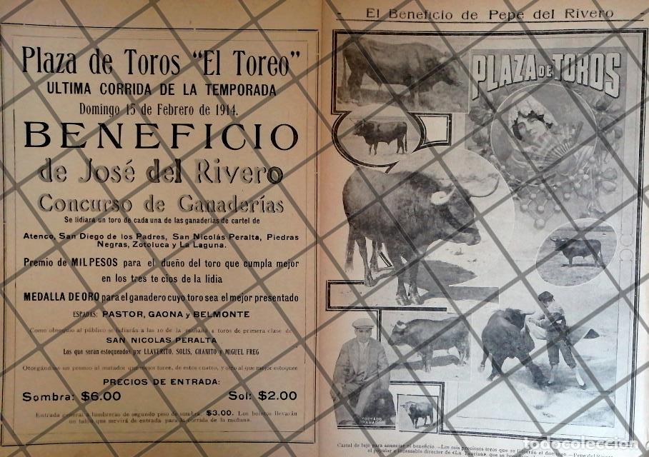 Collectionnisme d'affiches: AFICHE ANTIGUO CORRIDA DE TOROS. BENEFICIO DE PEPE DEL RIVERO 1914