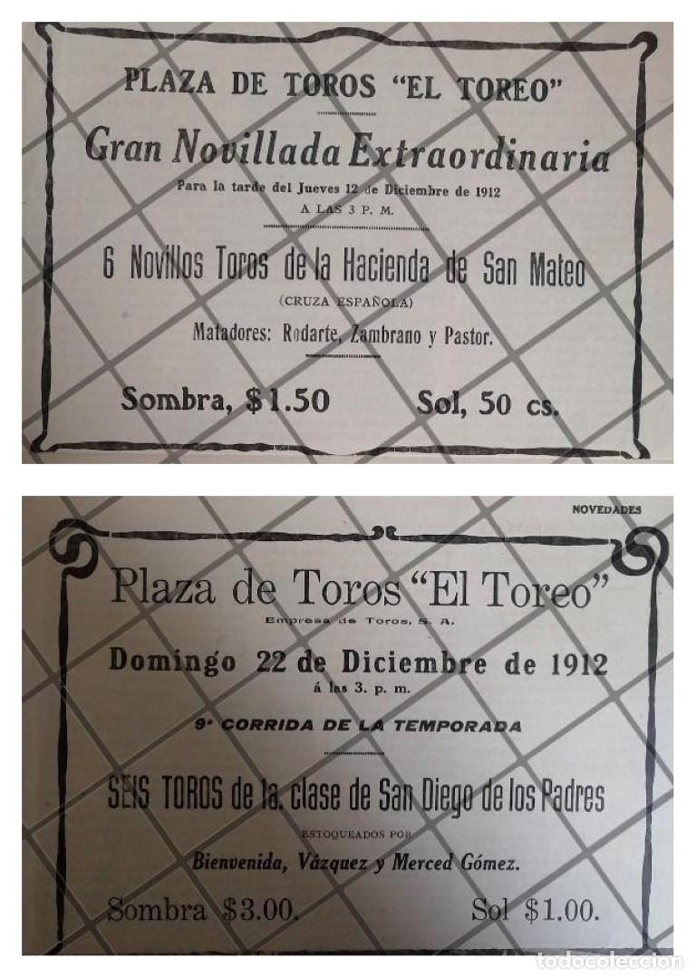 Collectionnisme d'affiches: 2 AFICHES ANTIGUOS 1912 PLAZA DE TOROS EL TOREO