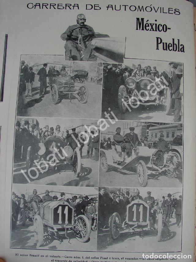Poster collecting: CARTEL ANTIGUO ORIGINAL DE CARRERA DE AUTOS EN LA MEXICO-PUEBLA 1910 TOMAS BRANIFF Y OTROS /ASM