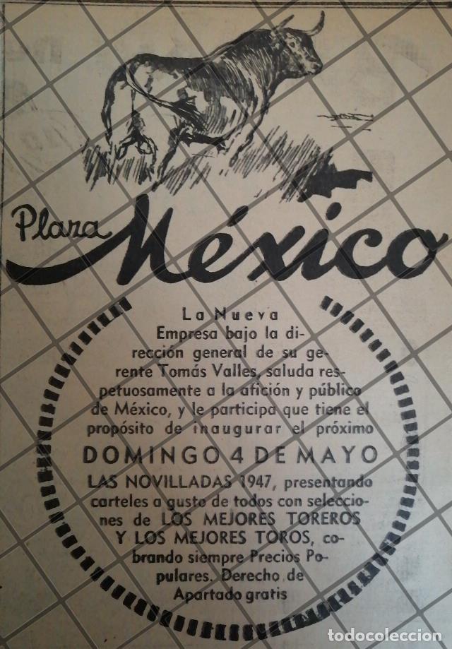 Poster collecting: CARTEL PUBLICITARIO RETRO PLAZA MEXICO 1947 TOROS /962